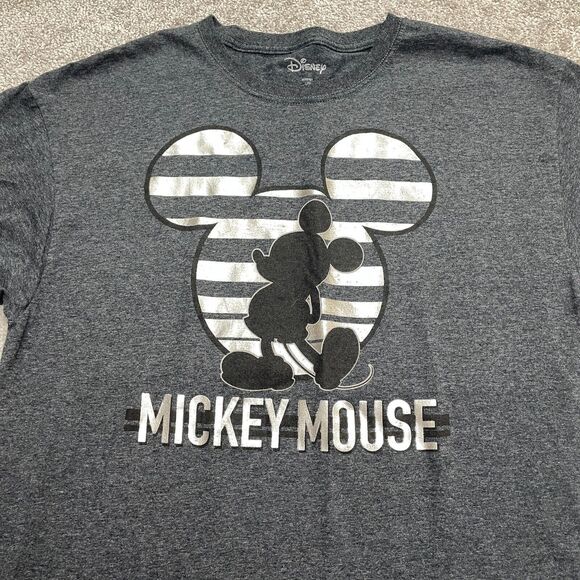 Disney Mickey Mouse Graphic T-Shirt Mens Large Gray Crew Neck Short Sleeve Tee - Picture 3 of 8